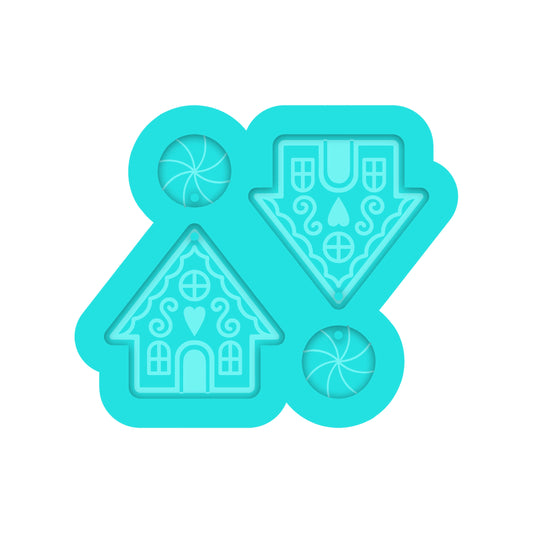 Gingerbread House Resin Earring Mold for Christmas