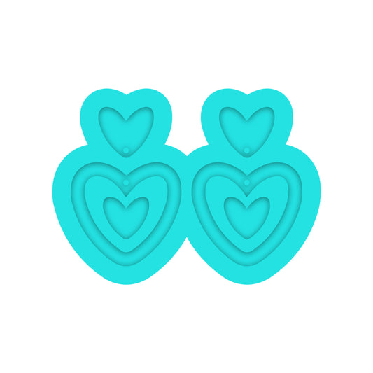 Valentine's Day Open Heart Dangle & Stud Earring Silicone Mold for Resin Jewelry Artists. 