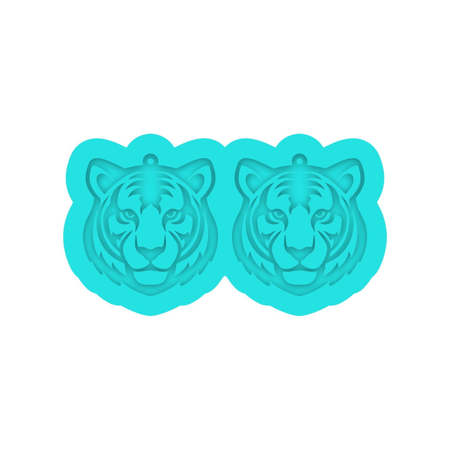 Tiger Head Dangle Earring Silicone Mold for Resin Jewelry Artists