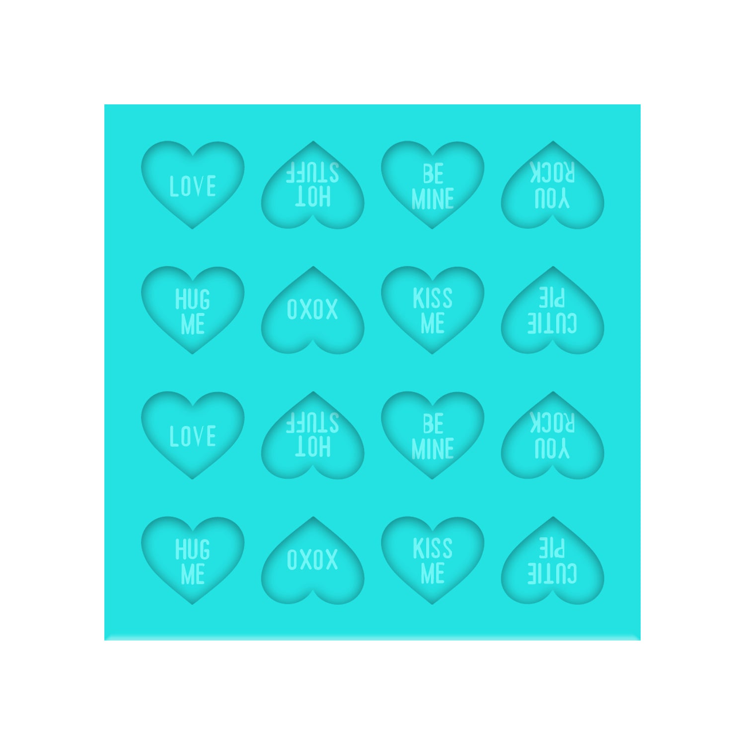 Valentine's Day Candy Hearts Silicone Mold for Resin Shaker Bits, Stud Earrings, Flatbacks, Charms & Pendants. 